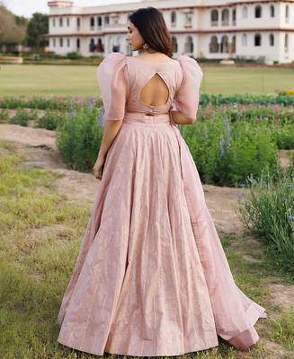 Rose Shadow Pink Handblock Printed Lehenga Set 4