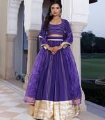 Purple Corallites Cotton Lehenga Set