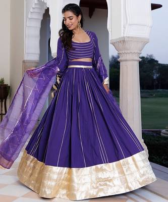 Purple Corallites Cotton Lehenga Set 3