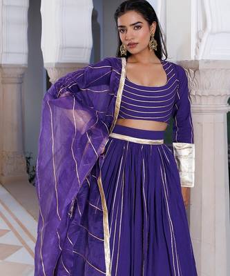 Purple Corallites Cotton Lehenga Set 4