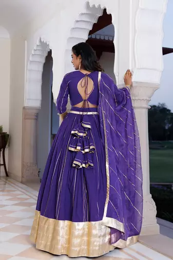 Purple Corallites Cotton Lehenga Set