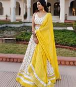 Sunstruck Yellow and White Cotton Lehenga Set