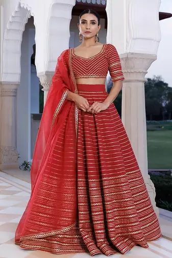 Merlot Red Cotton Lehenga Set