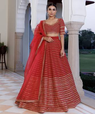 Merlot Red Cotton Lehenga Set 2