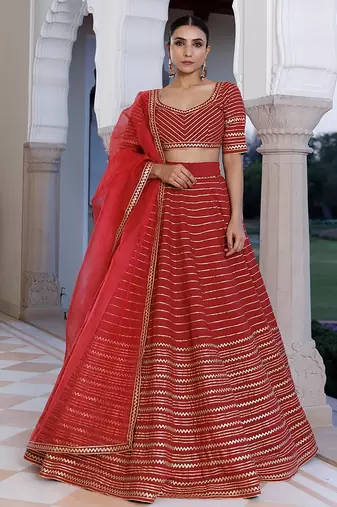 Merlot Red Cotton Lehenga Set