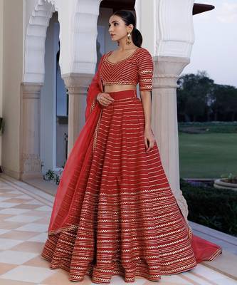 Merlot Red Cotton Lehenga Set 3