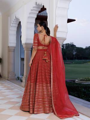 Merlot Red Cotton Lehenga Set 4