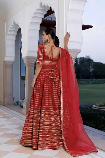 Merlot Red Cotton Lehenga Set