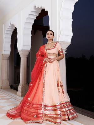 Vanilla Pink and Red Cotton Lehenga Set 3