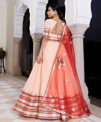 Vanilla Pink and Red Cotton Lehenga Set 5