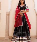 Blackened Pearl and Pink Cotton Lehenga Set