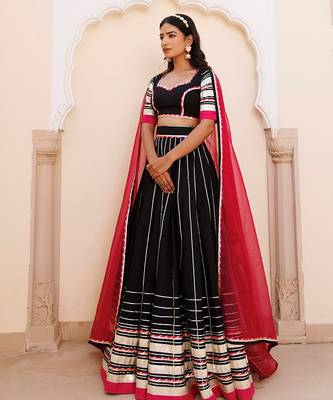 Blackened Pearl and Pink Cotton Lehenga Set 3