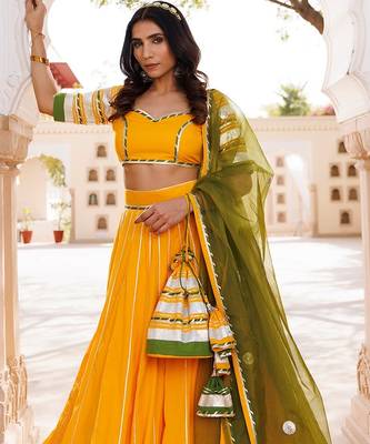 Lemon Chrome Yellow Lehenga Set 4