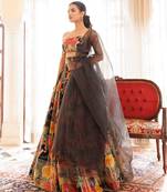 Black Gables Printed Cotton Lehenga Set