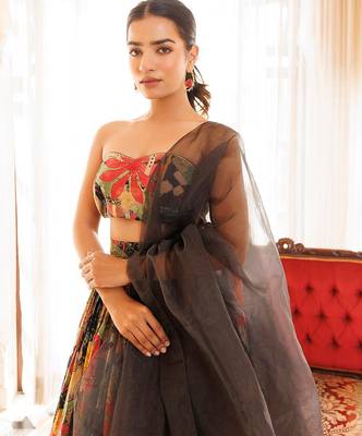 Black Gables Printed Cotton Lehenga Set 4