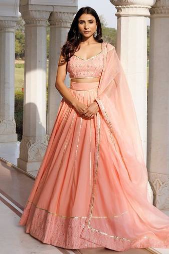 English Rose Cotton Embroidered Lehenga Set