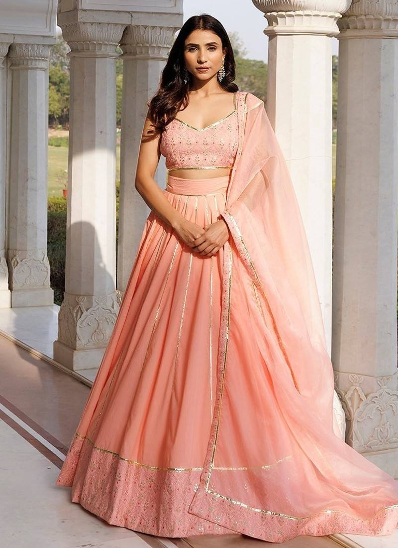 English Rose Cotton Embroidered Lehenga Set