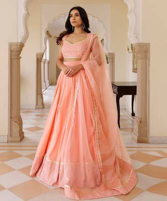 English Rose Cotton Embroidered Lehenga Set 3