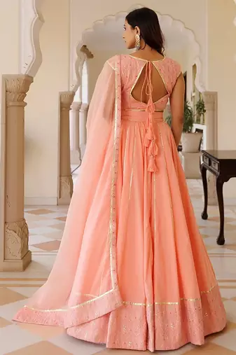 English Rose Cotton Embroidered Lehenga Set