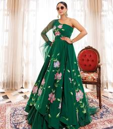 Water Garden Green Brushpainted Cotton Lehenga Set