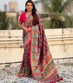 purple viscose silk saree with zari pattern