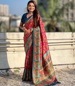 pink viscose silk saree with printed design