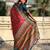 Pink viscose silk position print & zari weaving saree with contrast blouse piece