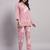 Women's Pink abstract print rayon co-ord set | stylish collar neck tunic with trousers loungewear | co ord set
