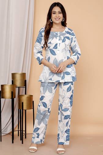 Womens Premium Rayon Floral Print 2-Piece Co-ord Set|Summer Wear,Breathable Loungewear & Tropical Beachwear Outfit