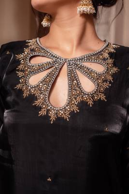Black organza pakistani handwork suit set 5