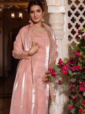 Baby pink handwork straight suit set 5