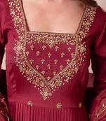 Rosegold chinon trousseau handwork anarkali suit set