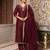 Dark maroon handwork pakistani silk kurta set