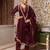 Dark maroon handwork pakistani silk kurta set