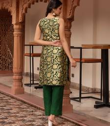 Green jacquard straight suit set