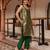 Green jacquard straight suit set