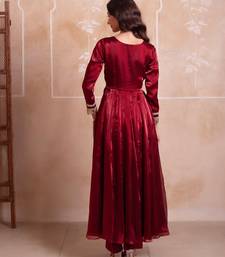 Maroon organza handwork anarkali suit set