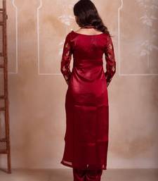 Maroon organza handwork kurta set