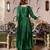 Forest green chinon handwork anarkali suit set