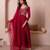 Maroon chinon trousseau handwork anarkali suit set