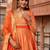 Orange jacquard gotapatti anarkali suit set