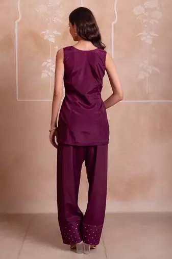 Purple farshi salwar handwork dupatta set