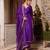 Purple handwork pakistani silk kurta set