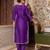 Purple handwork pakistani silk kurta set