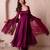 Purple organza handwork anarkali suit set