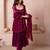 Purple organza handwork anarkali suit set
