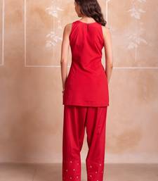 Red farshi kurta salwar handwork dupattta set