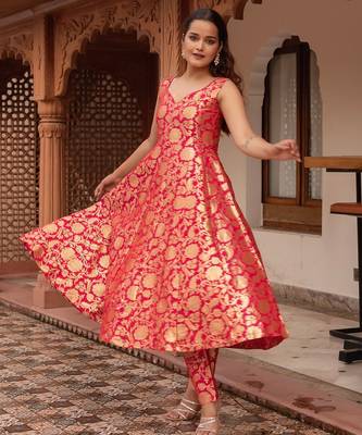 Rani jacquard anarkali suit set 2