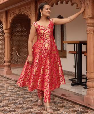 Rani jacquard anarkali suit set 3