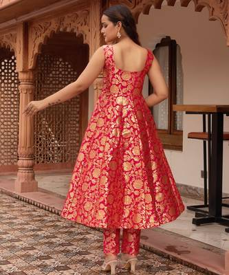 Rani jacquard anarkali suit set 5